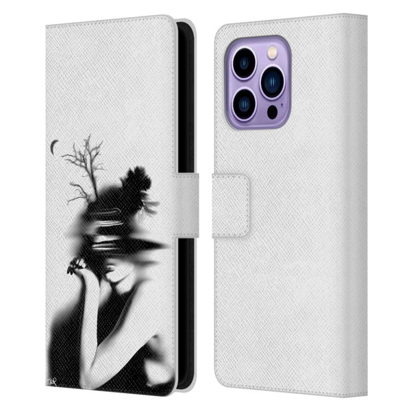 LouiJoverArt Black And White The Mystery Of Never Leather Book Wallet Case Cover For Apple iPhone 14 Pro Max
