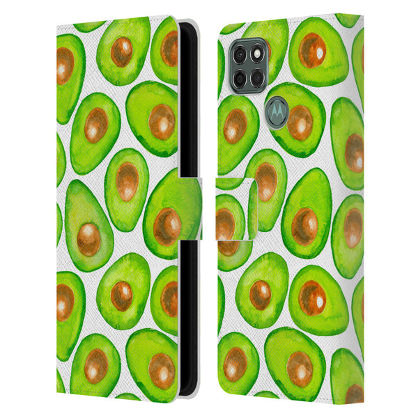 Katerina Kirilova Fruits & Foliage Patterns Avocado Leather Book Wallet Case Cover For Motorola Moto G9 Power