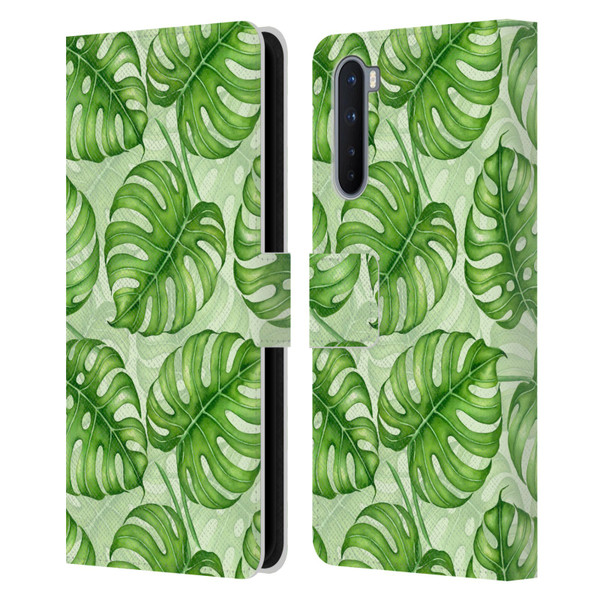 Katerina Kirilova Fruits & Foliage Patterns Monstera Leather Book Wallet Case Cover For OnePlus Nord 5G
