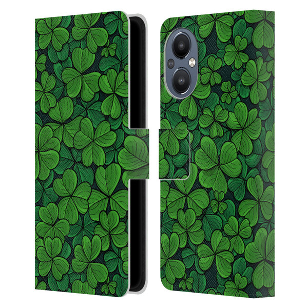 Katerina Kirilova Fruits & Foliage Patterns Clovers Leather Book Wallet Case Cover For OnePlus Nord N20 5G