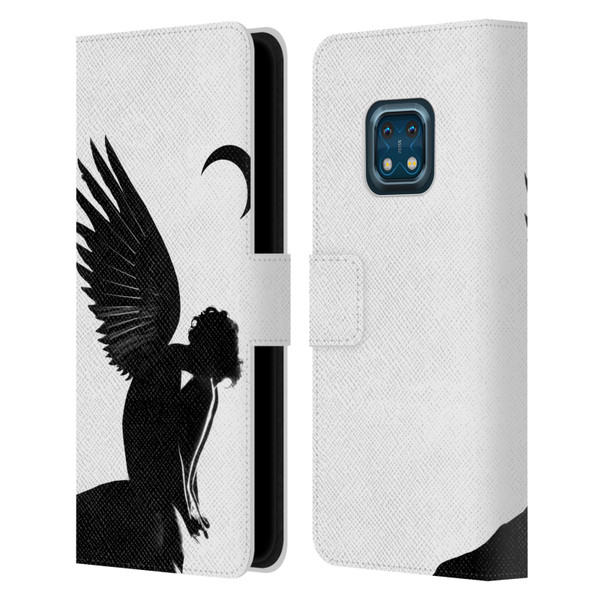 LouiJoverArt Black And White Angel Leather Book Wallet Case Cover For Nokia XR20
