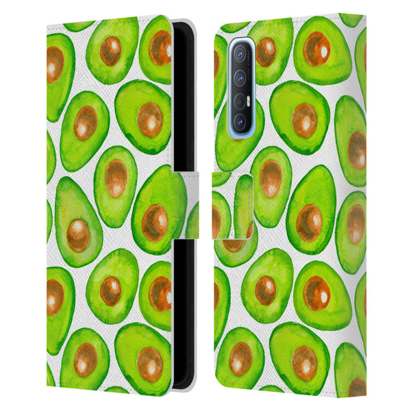 Katerina Kirilova Fruits & Foliage Patterns Avocado Leather Book Wallet Case Cover For OPPO Find X2 Neo 5G