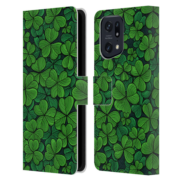 Katerina Kirilova Fruits & Foliage Patterns Clovers Leather Book Wallet Case Cover For OPPO Find X5 Pro