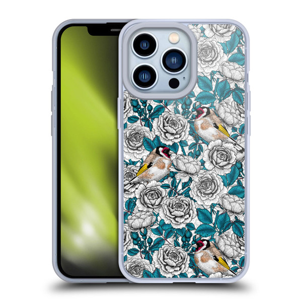 Katerina Kirilova Floral Patterns White Rose & Birds Soft Gel Case for Apple iPhone 13 Pro