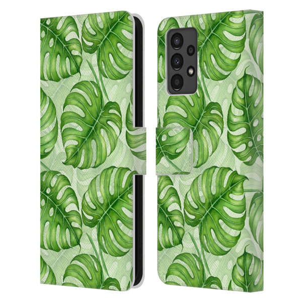 Katerina Kirilova Fruits & Foliage Patterns Monstera Leather Book Wallet Case Cover For Samsung Galaxy A13 (2022)