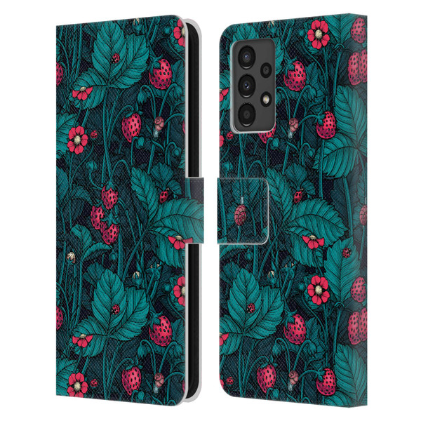 Katerina Kirilova Fruits & Foliage Patterns Wild Strawberries Leather Book Wallet Case Cover For Samsung Galaxy A13 (2022)