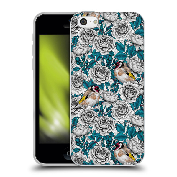 Katerina Kirilova Floral Patterns White Rose & Birds Soft Gel Case for Apple iPhone 5c