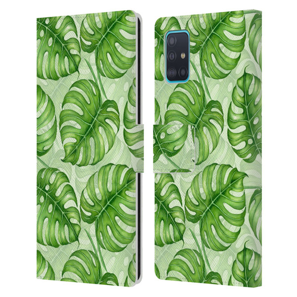 Katerina Kirilova Fruits & Foliage Patterns Monstera Leather Book Wallet Case Cover For Samsung Galaxy A51 (2019)