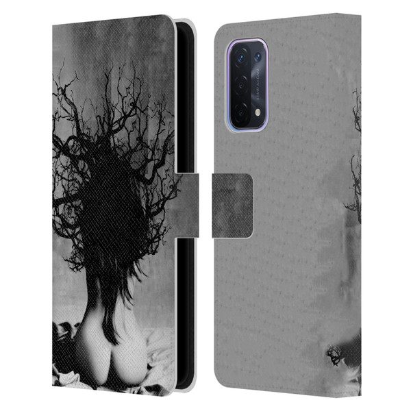 LouiJoverArt Black And White She Oak Leather Book Wallet Case Cover For OPPO A54 5G