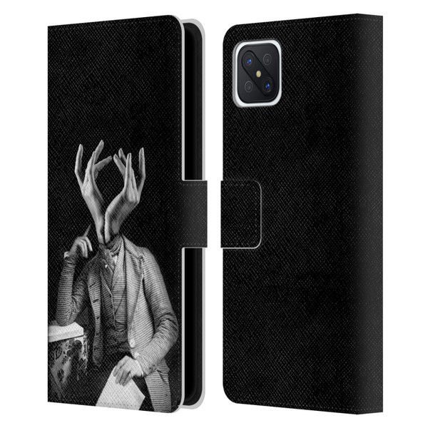 LouiJoverArt Black And White Sensitive Man Leather Book Wallet Case Cover For OPPO Reno4 Z 5G