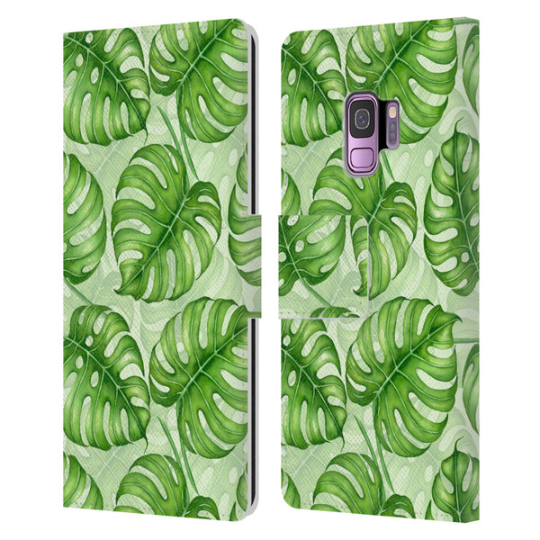 Katerina Kirilova Fruits & Foliage Patterns Monstera Leather Book Wallet Case Cover For Samsung Galaxy S9