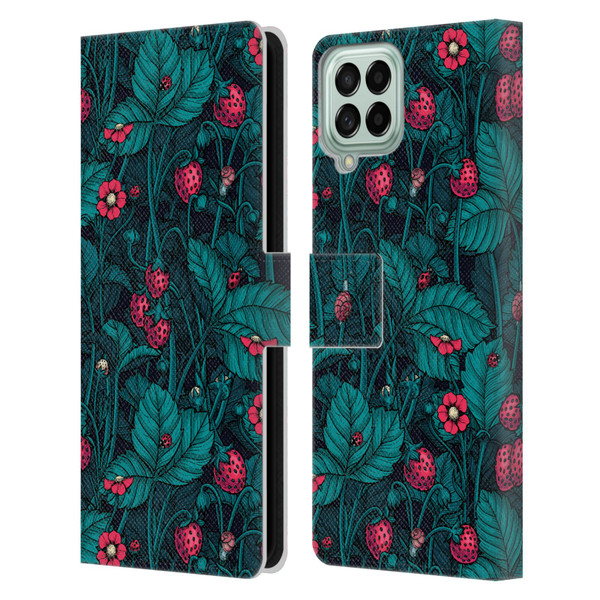 Katerina Kirilova Fruits & Foliage Patterns Wild Strawberries Leather Book Wallet Case Cover For Samsung Galaxy M53 (2022)