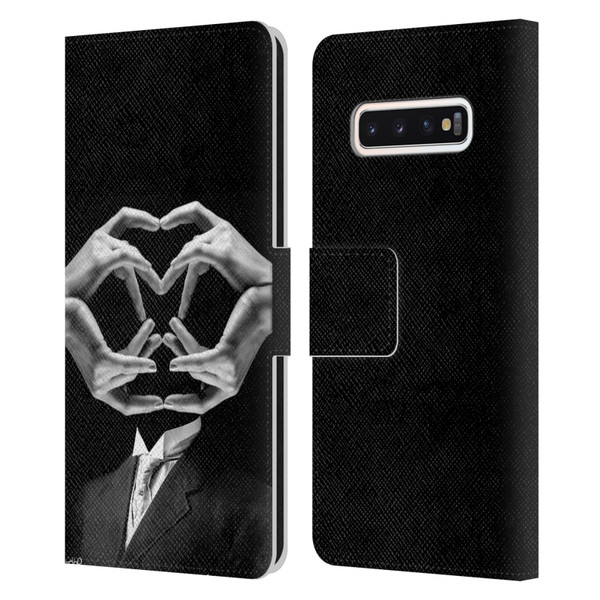 LouiJoverArt Black And White Mr Handy Man Leather Book Wallet Case Cover For Samsung Galaxy S10