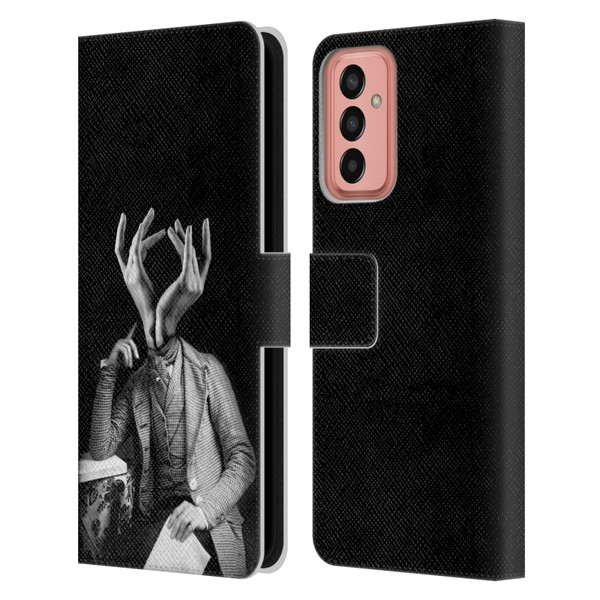 LouiJoverArt Black And White Sensitive Man Leather Book Wallet Case Cover For Samsung Galaxy M13 (2022)