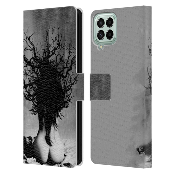 LouiJoverArt Black And White She Oak Leather Book Wallet Case Cover For Samsung Galaxy M33 (2022)