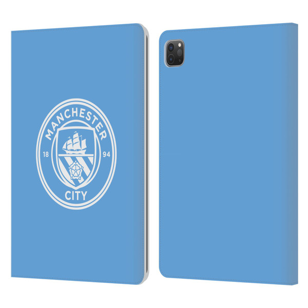 Manchester City Man City FC Badge Blue White Mono Leather Book Wallet Case Cover For Apple iPad Pro 11 2020 / 2021 / 2022