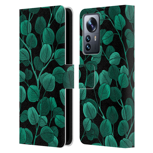 Katerina Kirilova Fruits & Foliage Patterns Eucalyptus Silver Dollar Leather Book Wallet Case Cover For Xiaomi 12 Pro