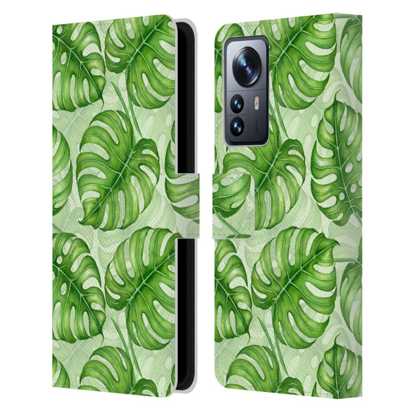 Katerina Kirilova Fruits & Foliage Patterns Monstera Leather Book Wallet Case Cover For Xiaomi 12 Pro