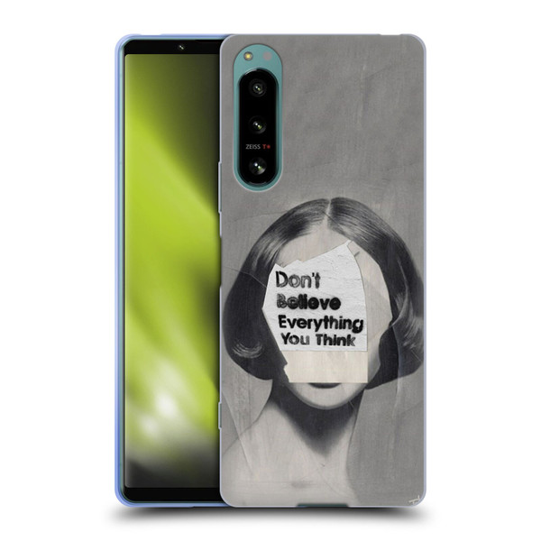 LouiJoverArt Black And White Think Soft Gel Case for Sony Xperia 5 IV