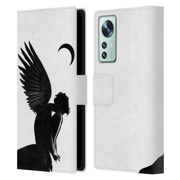LouiJoverArt Black And White Angel Leather Book Wallet Case Cover For Xiaomi 12