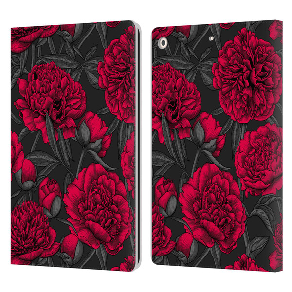 Katerina Kirilova Floral Patterns Night Peony Garden Leather Book Wallet Case Cover For Apple iPad 10.2 2019/2020/2021