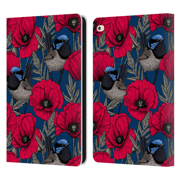 Katerina Kirilova Floral Patterns Fairy Wrens & Poppies Leather Book Wallet Case Cover For Apple iPad Air 2 (2014)
