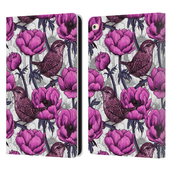 Katerina Kirilova Floral Patterns Wrens In Anemone Garden Leather Book Wallet Case Cover For Apple iPad Air 2 (2014)