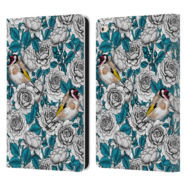 Katerina Kirilova Floral Patterns White Rose & Birds Leather Book Wallet Case Cover For Apple iPad Air 2 (2014)