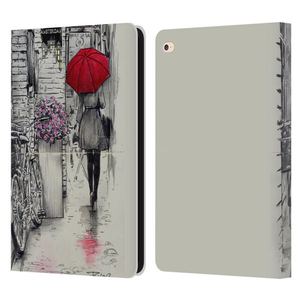 LouiJoverArt Red Ink Amsterdam Walk Leather Book Wallet Case Cover For Apple iPad Air 2 (2014)