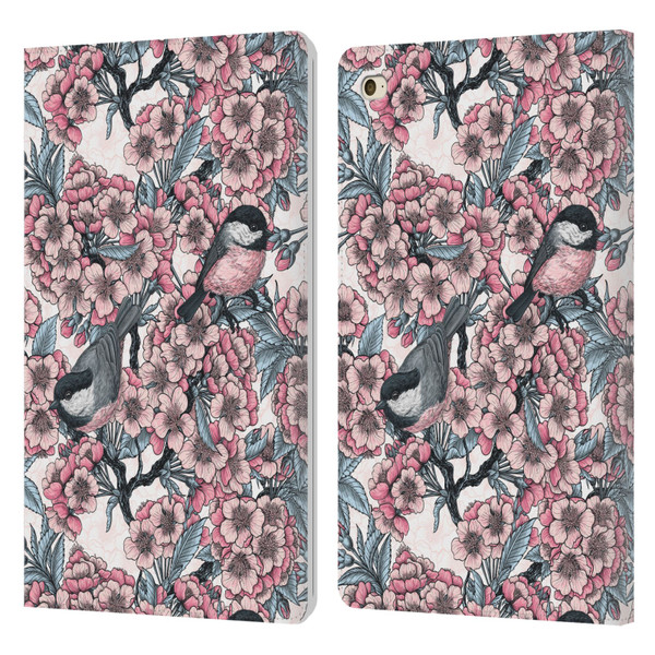 Katerina Kirilova Floral Patterns Cherry Garden Birds Leather Book Wallet Case Cover For Apple iPad mini 4