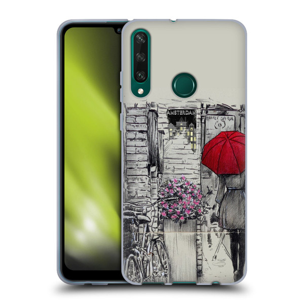 LouiJoverArt Red Ink Amsterdam Walk Soft Gel Case for Huawei Y6p