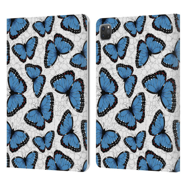 Katerina Kirilova Floral Patterns Blue Butterflies Leather Book Wallet Case Cover For Apple iPad Pro 11 2020 / 2021 / 2022