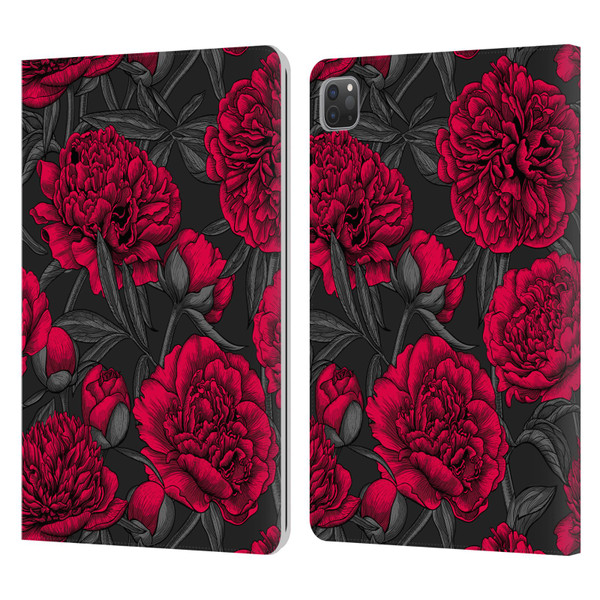 Katerina Kirilova Floral Patterns Night Peony Garden Leather Book Wallet Case Cover For Apple iPad Pro 11 2020 / 2021 / 2022