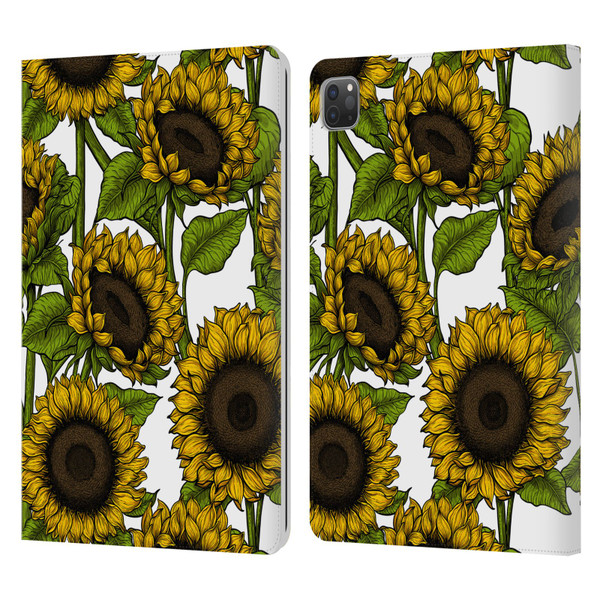 Katerina Kirilova Floral Patterns Sunflowers Leather Book Wallet Case Cover For Apple iPad Pro 11 2020 / 2021 / 2022