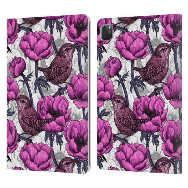 Katerina Kirilova Floral Patterns Wrens In Anemone Garden Leather Book Wallet Case Cover For Apple iPad Pro 11 2020 / 2021 / 2022