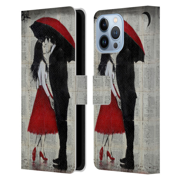 LouiJoverArt Red Ink A New Kiss Leather Book Wallet Case Cover For Apple iPhone 13 Pro Max