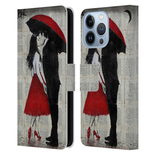 LouiJoverArt Red Ink A New Kiss Leather Book Wallet Case Cover For Apple iPhone 13 Pro