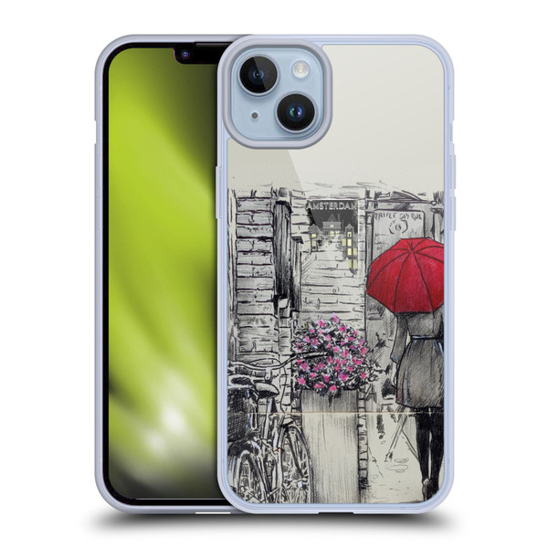 LouiJoverArt Red Ink Amsterdam Walk Soft Gel Case for Apple iPhone 14 Plus