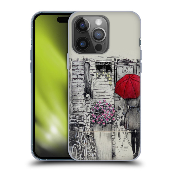 LouiJoverArt Red Ink Amsterdam Walk Soft Gel Case for Apple iPhone 14 Pro