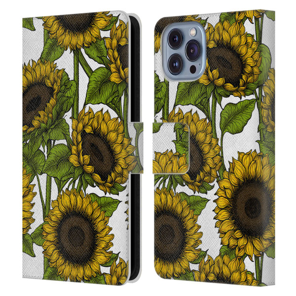 Katerina Kirilova Floral Patterns Sunflowers Leather Book Wallet Case Cover For Apple iPhone 14
