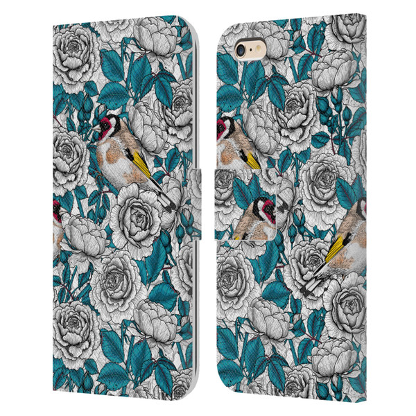 Katerina Kirilova Floral Patterns White Rose & Birds Leather Book Wallet Case Cover For Apple iPhone 6 Plus / iPhone 6s Plus