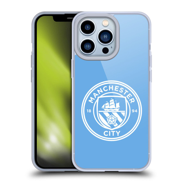 Manchester City Man City FC Badge Blue White Mono Soft Gel Case for Apple iPhone 13 Pro