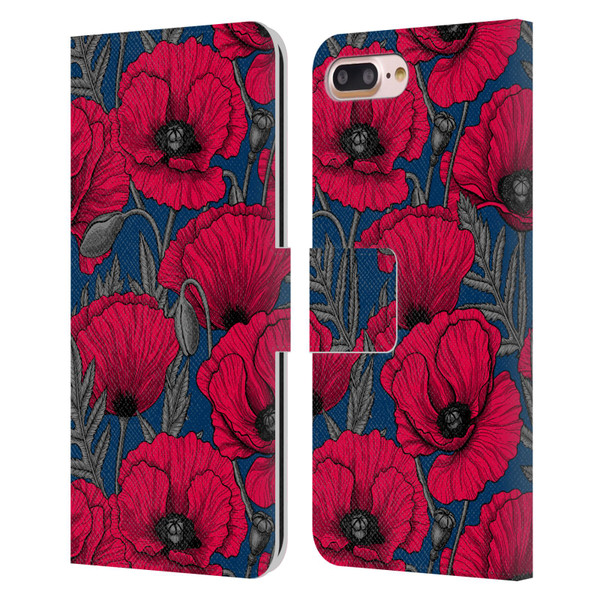 Katerina Kirilova Floral Patterns Night Poppy Garden Leather Book Wallet Case Cover For Apple iPhone 7 Plus / iPhone 8 Plus