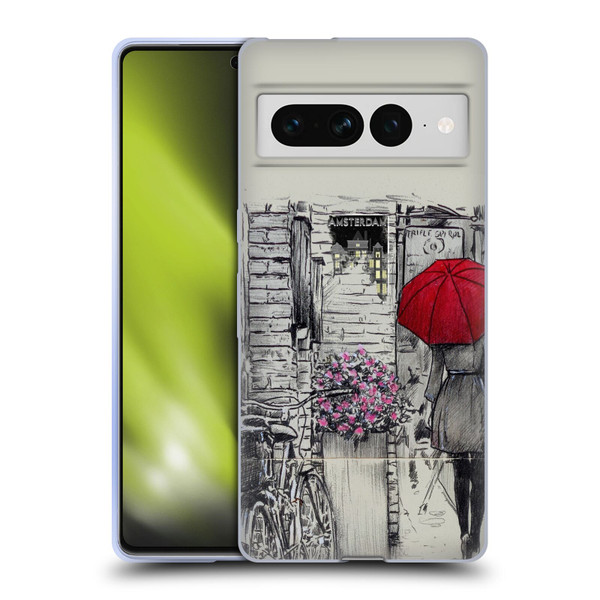 LouiJoverArt Red Ink Amsterdam Walk Soft Gel Case for Google Pixel 7 Pro