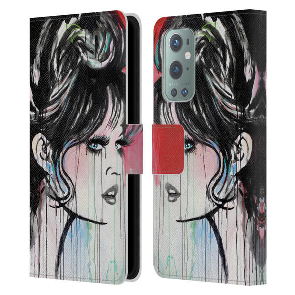 LouiJoverArt Red Ink God Created Woman Leather Book Wallet Case Cover For OnePlus 9
