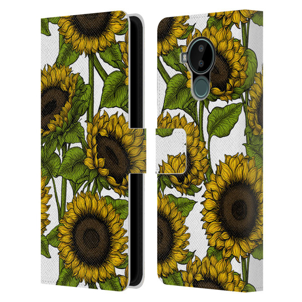 Katerina Kirilova Floral Patterns Sunflowers Leather Book Wallet Case Cover For Nokia C30