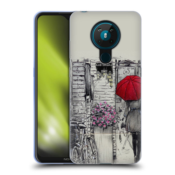LouiJoverArt Red Ink Amsterdam Walk Soft Gel Case for Nokia 5.3