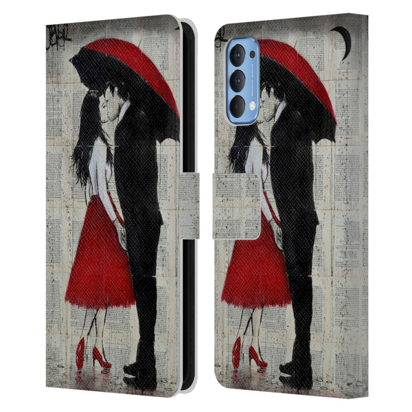 LouiJoverArt Red Ink A New Kiss Leather Book Wallet Case Cover For OPPO Reno 4 5G
