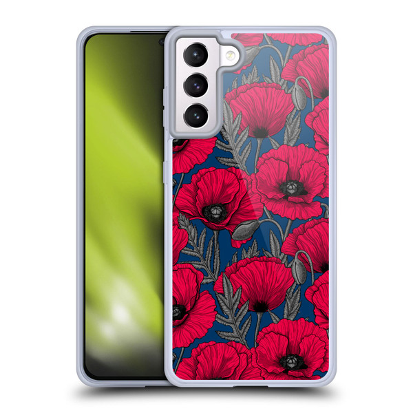 Katerina Kirilova Floral Patterns Night Poppy Garden Soft Gel Case for Samsung Galaxy S21+ 5G