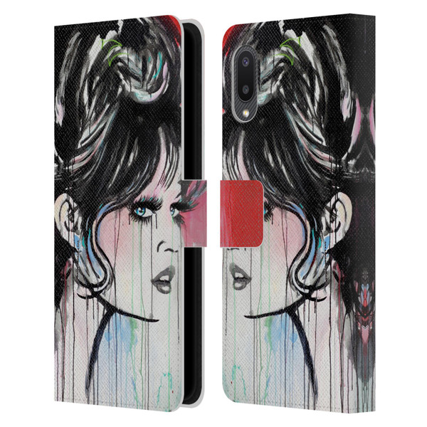 LouiJoverArt Red Ink God Created Woman Leather Book Wallet Case Cover For Samsung Galaxy A02/M02 (2021)